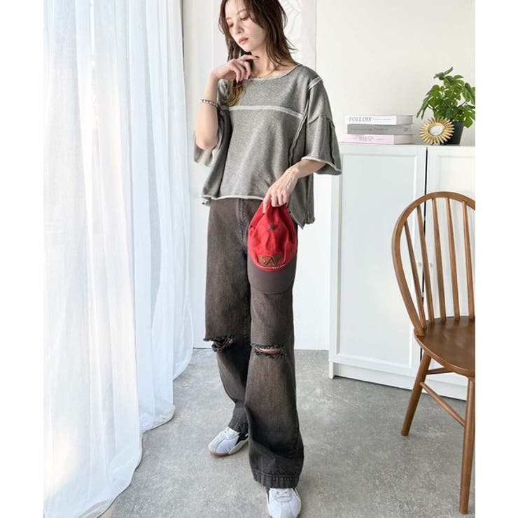 カジュアルコーデ の主役に。半袖ダメージ加工裏毛プルオーバー | Classical Elf  | 詳細画像14 