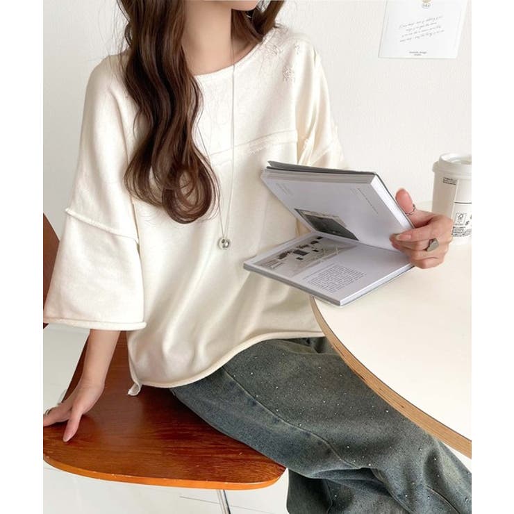 カジュアルコーデ の主役に。半袖ダメージ加工裏毛プルオーバー | Classical Elf  | 詳細画像2 