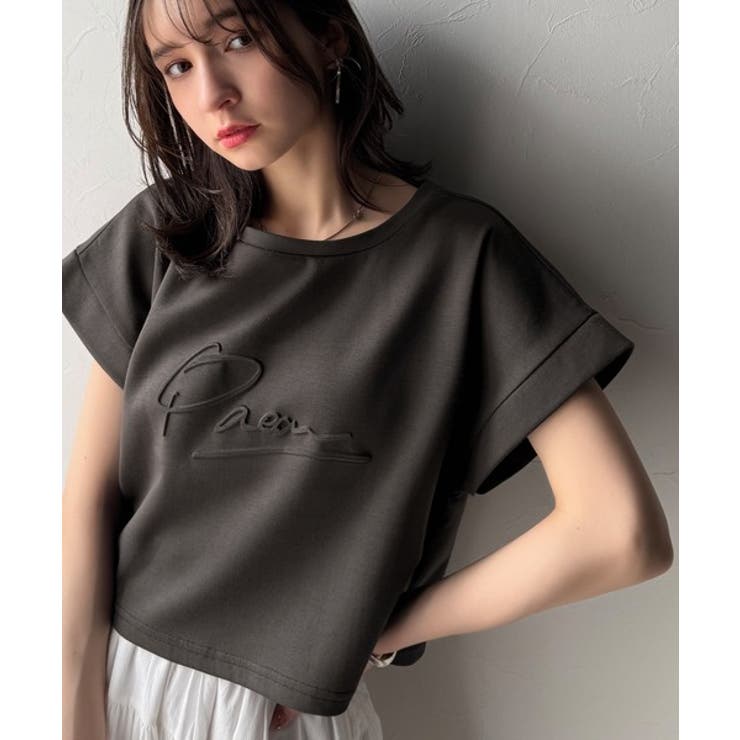 チャコール | 《JaVaジャバコラボ》上品な大人の抜け感。フロントPAEANエンボス加工半袖T… | Classical Elf 