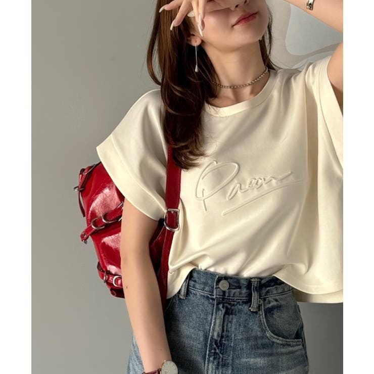 《JaVaジャバコラボ》上品な大人の抜け感。フロントPAEANエンボス加工半袖T… | Classical Elf  | 詳細画像1 