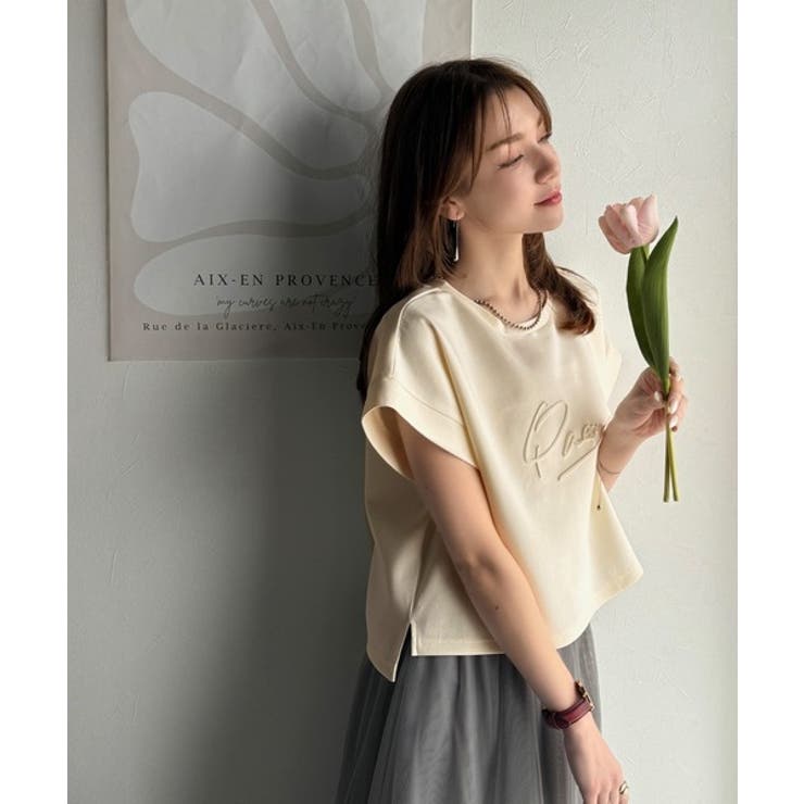 《JaVaジャバコラボ》上品な大人の抜け感。フロントPAEANエンボス加工半袖T… | Classical Elf  | 詳細画像5 