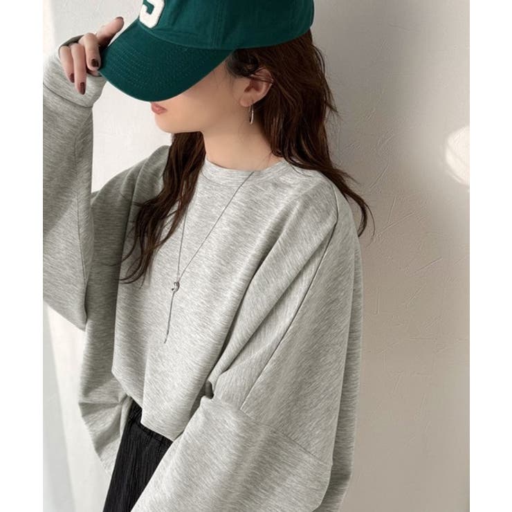 上品な抜け感と艶感◎ドルマンダンボール素材ビッグトレーナー[品番