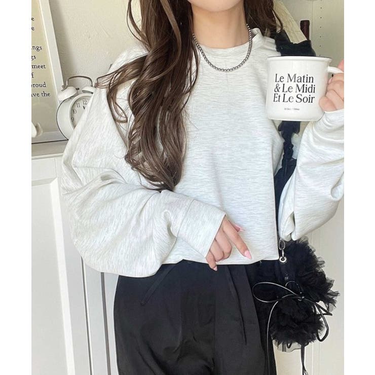 上品な抜け感と艶感◎ドルマンダンボール素材ビッグトレーナー[品番