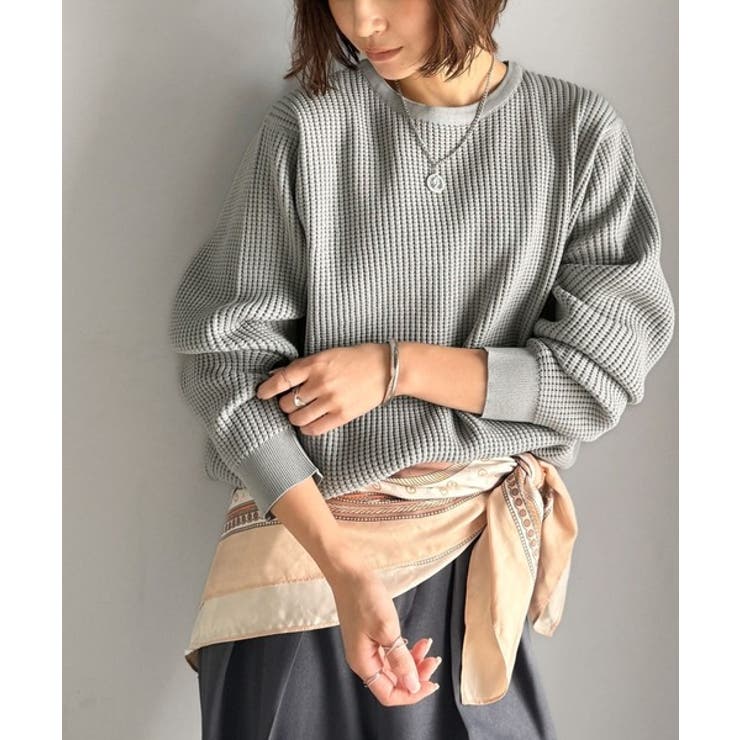 グレー | 《JaVa ジャバコラボ》洗練された大人カジュアルトップス。サーマルクルーネック… | Classical Elf 