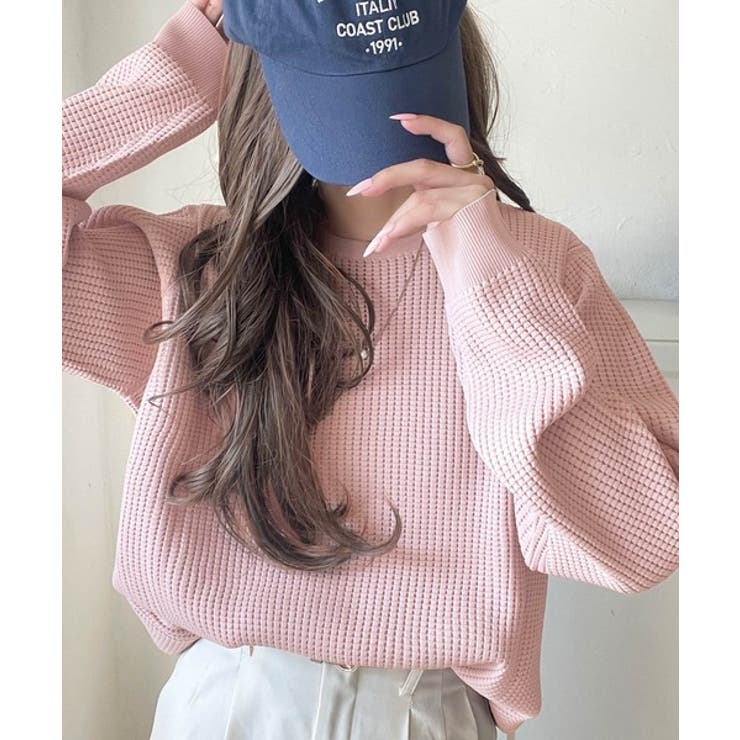 ピンク | 《JaVa ジャバコラボ》洗練された大人カジュアルトップス。サーマルクルーネック… | Classical Elf 