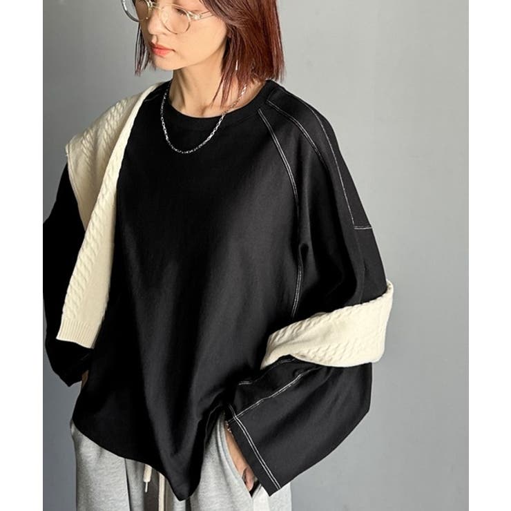 ブラック | ゆるっと大人カジュアル。綿100%ドルマンスリーブカットロンTEE | Classical Elf