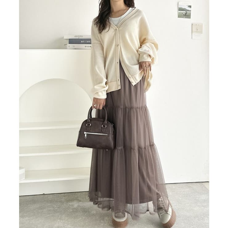 ラフで上品な大人のゆるカジュアル。配色ステッチVネックワッフルカーディガン | Classical Elf  | 詳細画像9 