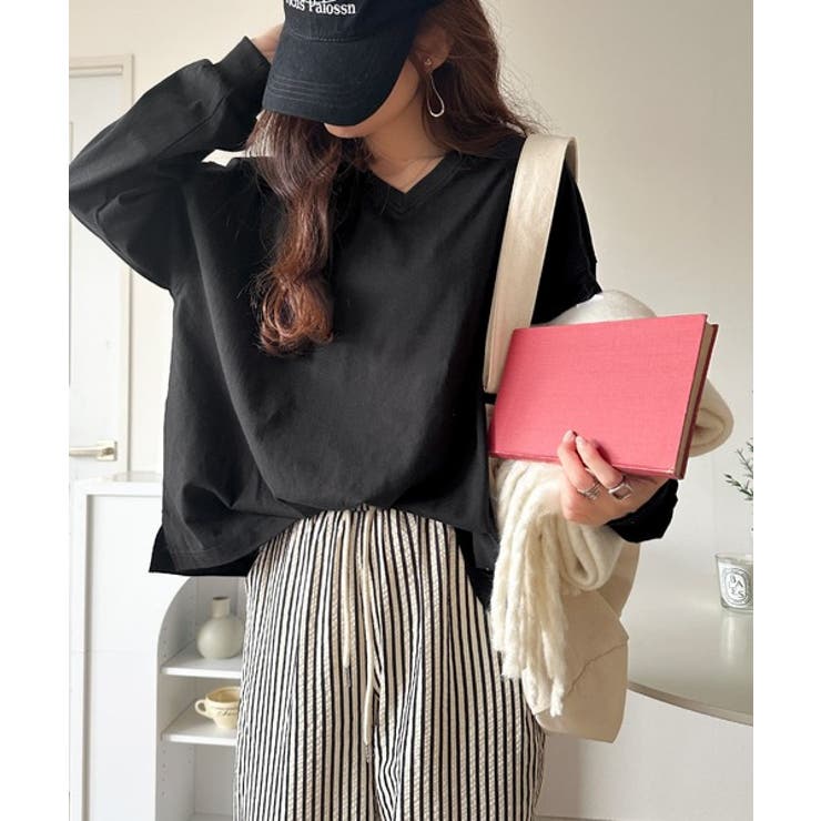 シンプルなのに、存在感。綿100％Vネック切り替えロンT | Classical Elf  | 詳細画像10 