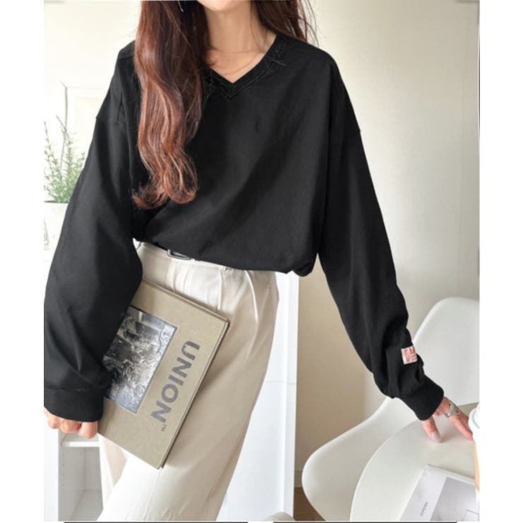 シンプルなのに、存在感。綿100％Vネック切り替えロンT | Classical Elf  | 詳細画像12 