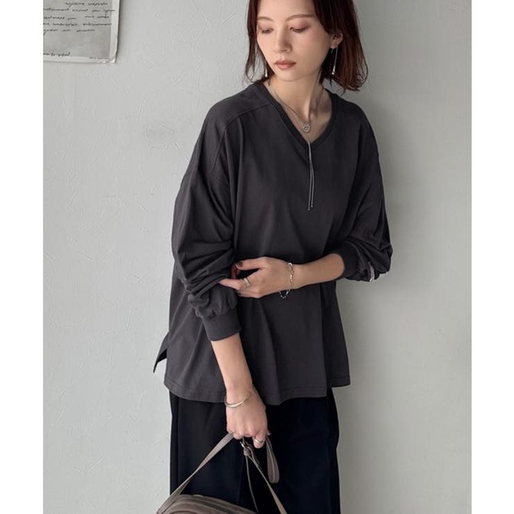 シンプルなのに、存在感。綿100％Vネック切り替えロンT | Classical Elf  | 詳細画像21 