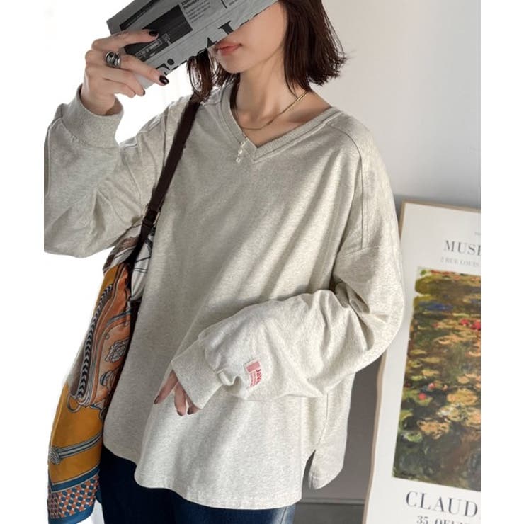 シンプルなのに、存在感。綿100％Vネック切り替えロンT | Classical Elf  | 詳細画像24 