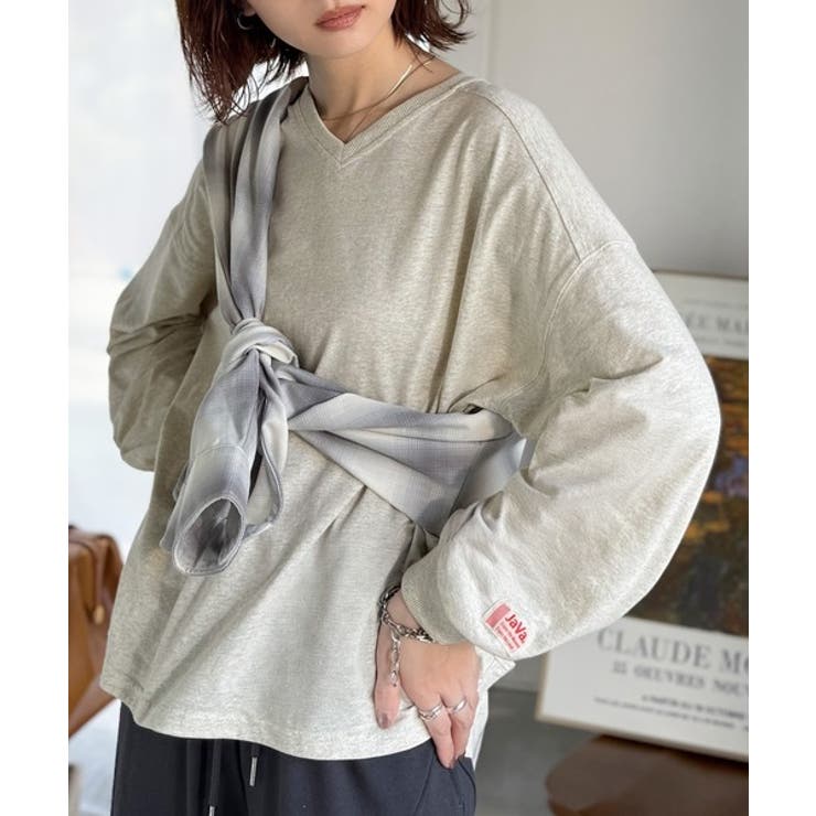 シンプルなのに、存在感。綿100％Vネック切り替えロンT | Classical Elf  | 詳細画像26 