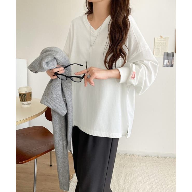 シンプルなのに、存在感。綿100％Vネック切り替えロンT | Classical Elf  | 詳細画像5 