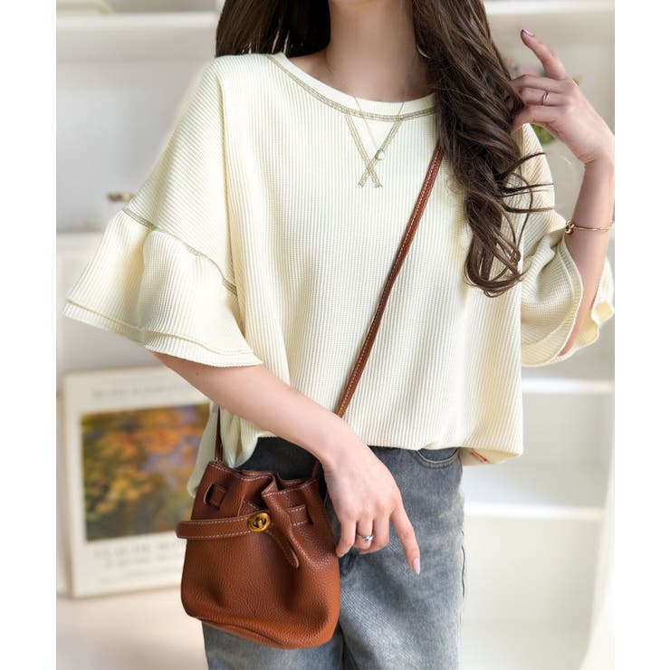 《JaVaジャバコラボ》甘さと着やすさの絶妙バランス。ワッフルダブルフリルトップ… | Classical Elf  | 詳細画像7 