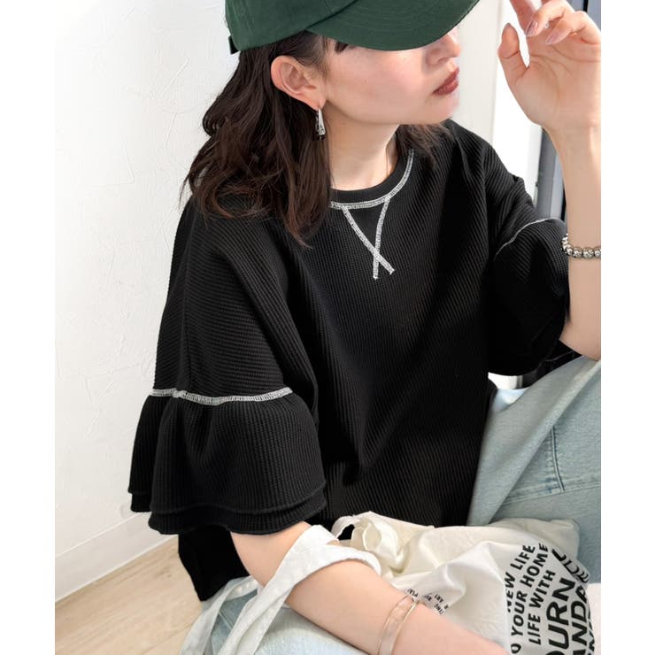 《JaVaジャバコラボ》甘さと着やすさの絶妙バランス。ワッフルダブルフリルトップ… | Classical Elf  | 詳細画像12 