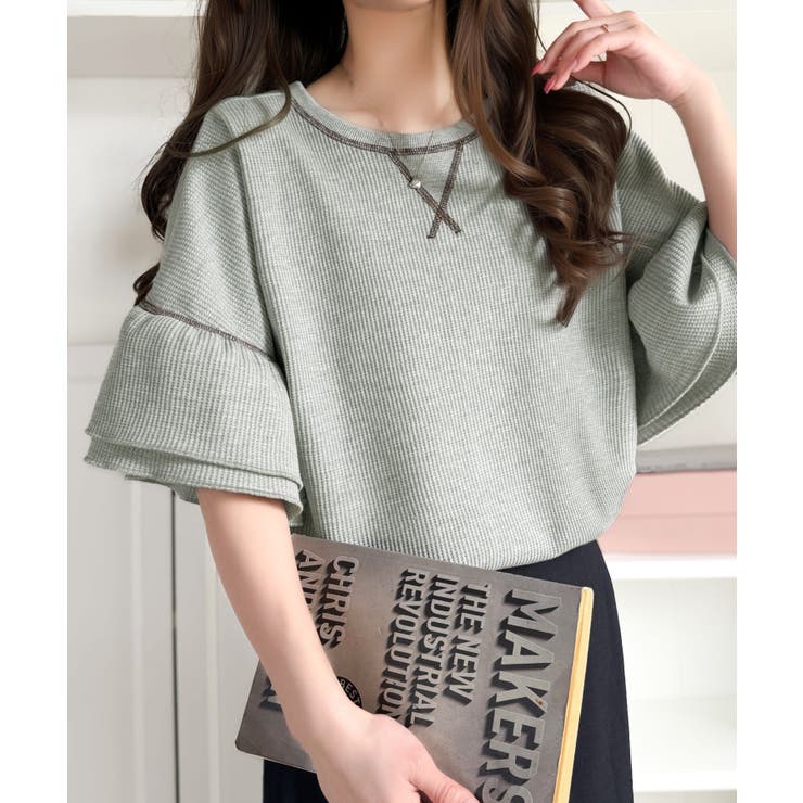 《JaVaジャバコラボ》甘さと着やすさの絶妙バランス。ワッフルダブルフリルトップ… | Classical Elf  | 詳細画像19 