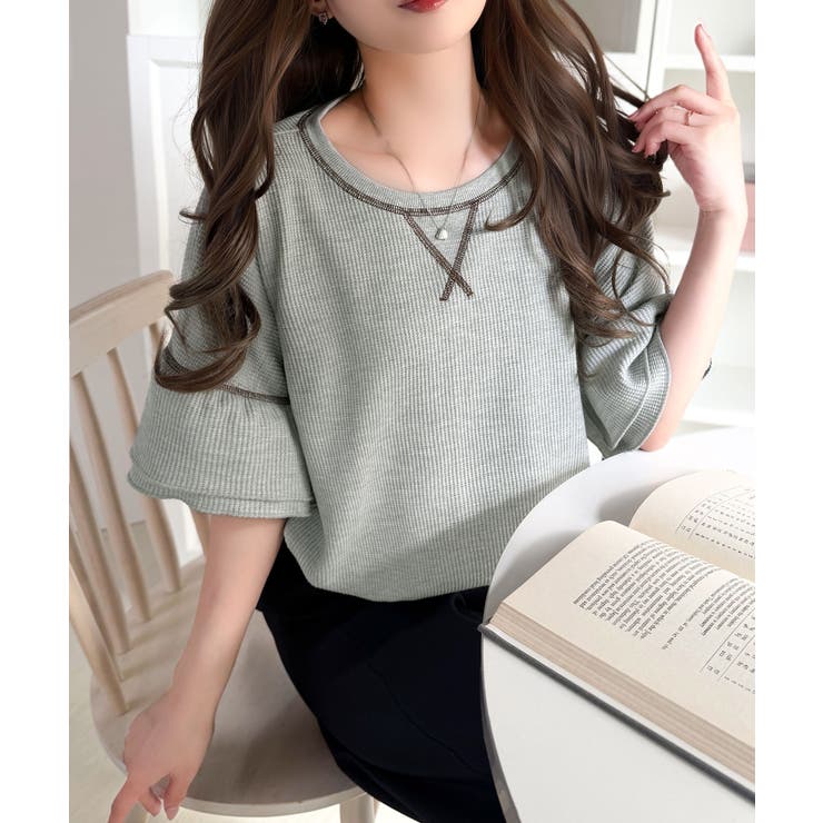 《JaVaジャバコラボ》甘さと着やすさの絶妙バランス。ワッフルダブルフリルトップ… | Classical Elf  | 詳細画像20 