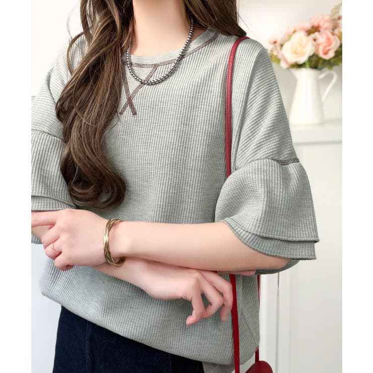 《JaVaジャバコラボ》甘さと着やすさの絶妙バランス。ワッフルダブルフリルトップ… | Classical Elf  | 詳細画像23 