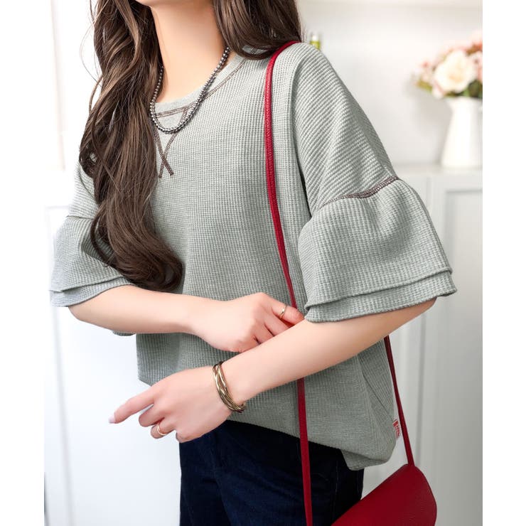 《JaVaジャバコラボ》甘さと着やすさの絶妙バランス。ワッフルダブルフリルトップ… | Classical Elf  | 詳細画像24 