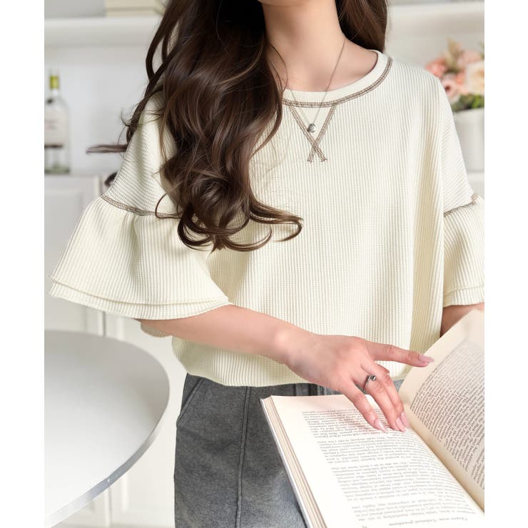 《JaVaジャバコラボ》甘さと着やすさの絶妙バランス。ワッフルダブルフリルトップ… | Classical Elf  | 詳細画像5 