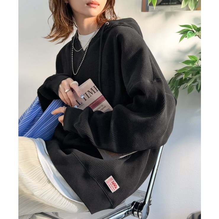 ブラック | 《JaVa ジャバコラボ》毎日着たい、今っぽゆるっとシルエット。綿100％オーバ… | Classical Elf 