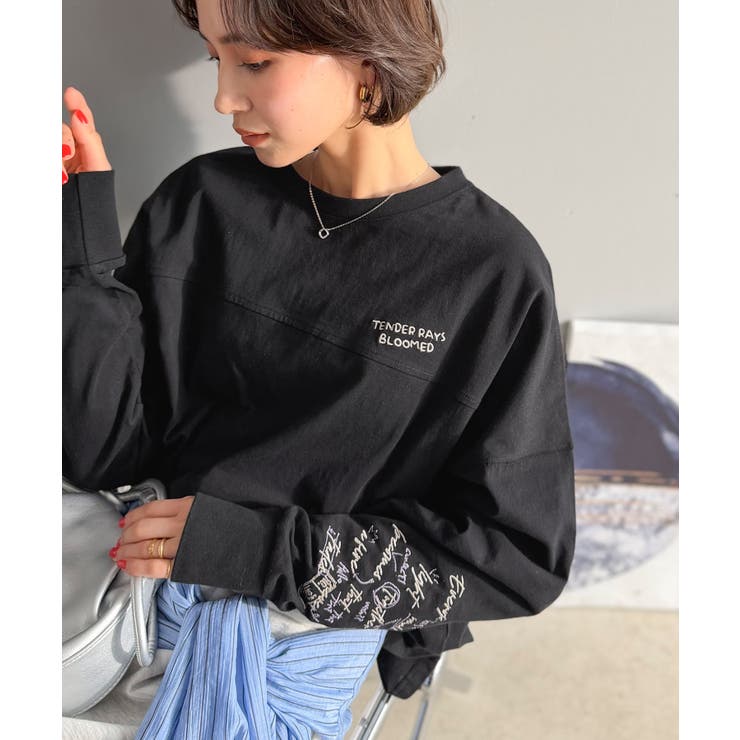 ブラック | 《JaVaジャバコラボ》袖を通せば、あなたも輝く。コットン100％刺繍胸元切り替… | Classical Elf 