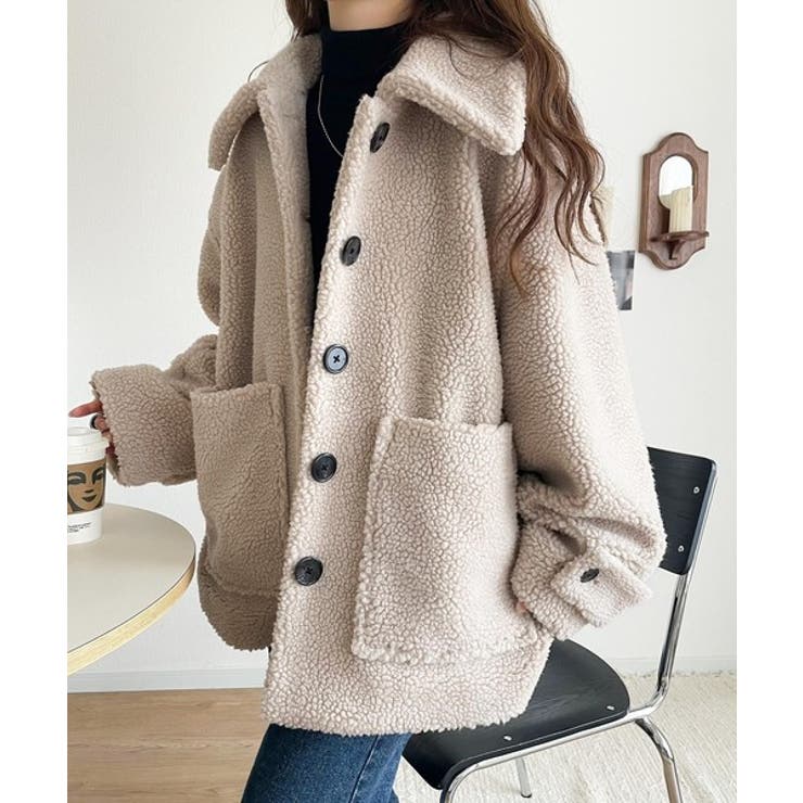 アイボリー | 《JaVaジャバコラボ》纏う大人ボアが包み込む♪ボアショートブルゾン | Classical Elf 