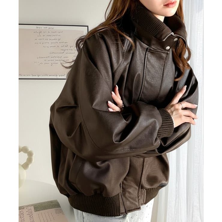 45RPM ウールジャケット 襟レザー 異素材切り替え ブラック Lサイズ さっと羽織って、センスをまとう。レイヤード衿比翼デザイン