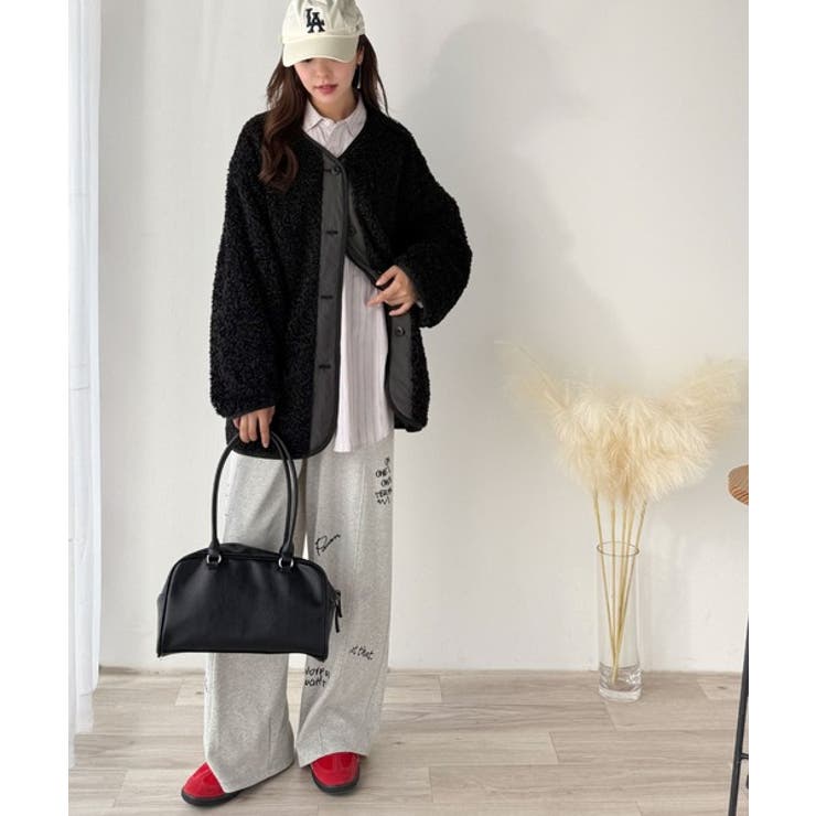 オーバーサイズがトレンド！異素材切り替え配色ボアジャケット♪ アウター | Classical Elf  | 詳細画像13 