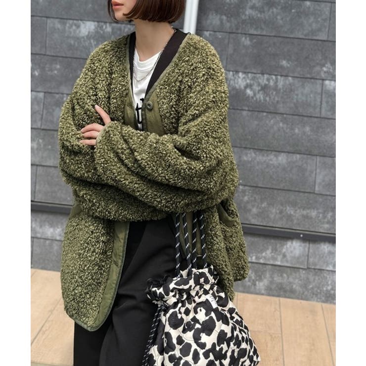 オーバーサイズがトレンド！異素材切り替え配色ボアジャケット♪ アウター | Classical Elf  | 詳細画像28 