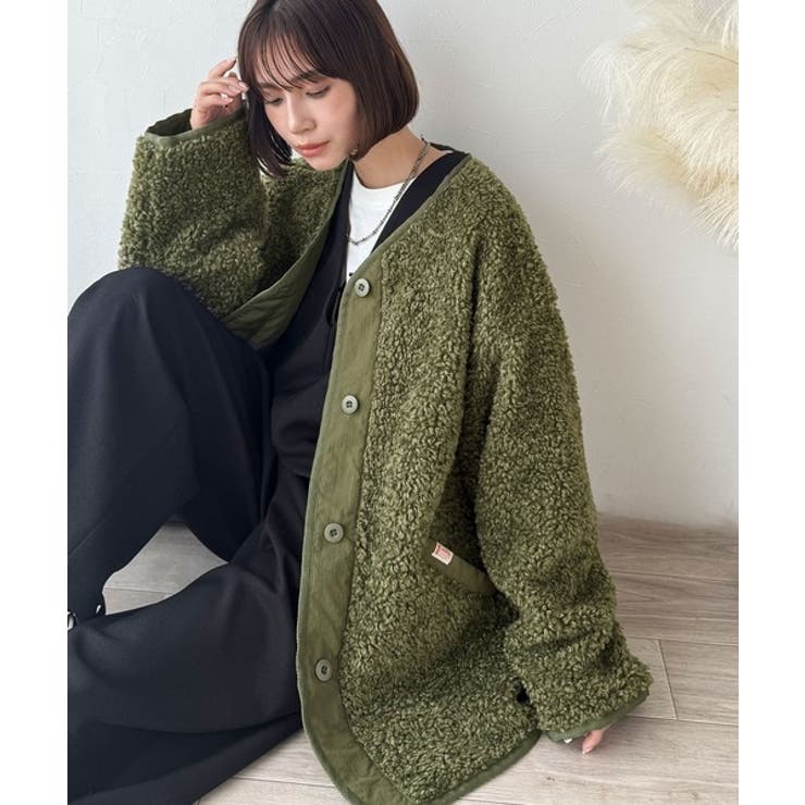 オーバーサイズがトレンド！異素材切り替え配色ボアジャケット♪ アウター | Classical Elf  | 詳細画像36 