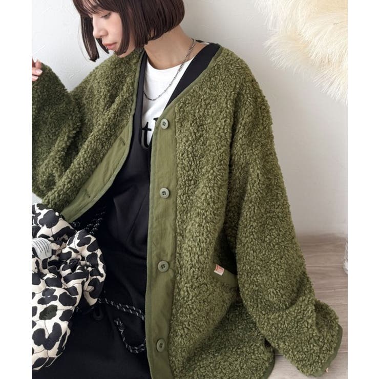 オーバーサイズがトレンド！異素材切り替え配色ボアジャケット♪ アウター | Classical Elf  | 詳細画像37 