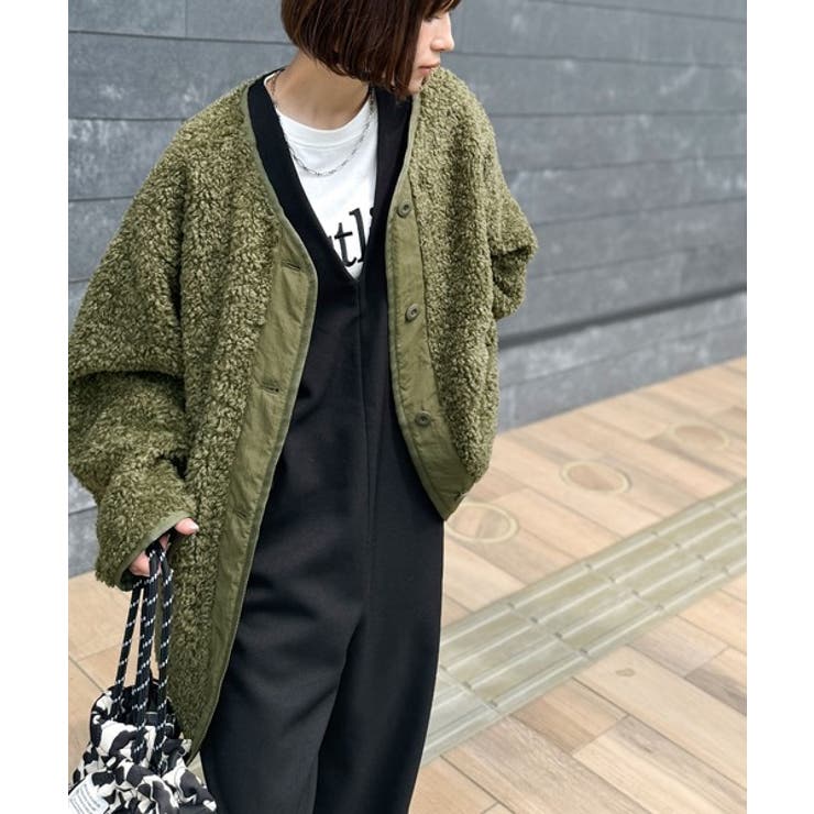 オーバーサイズがトレンド！異素材切り替え配色ボアジャケット♪ アウター | Classical Elf  | 詳細画像38 