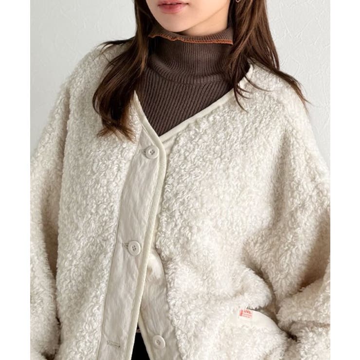 オーバーサイズがトレンド！異素材切り替え配色ボアジャケット♪ アウター | Classical Elf  | 詳細画像40 