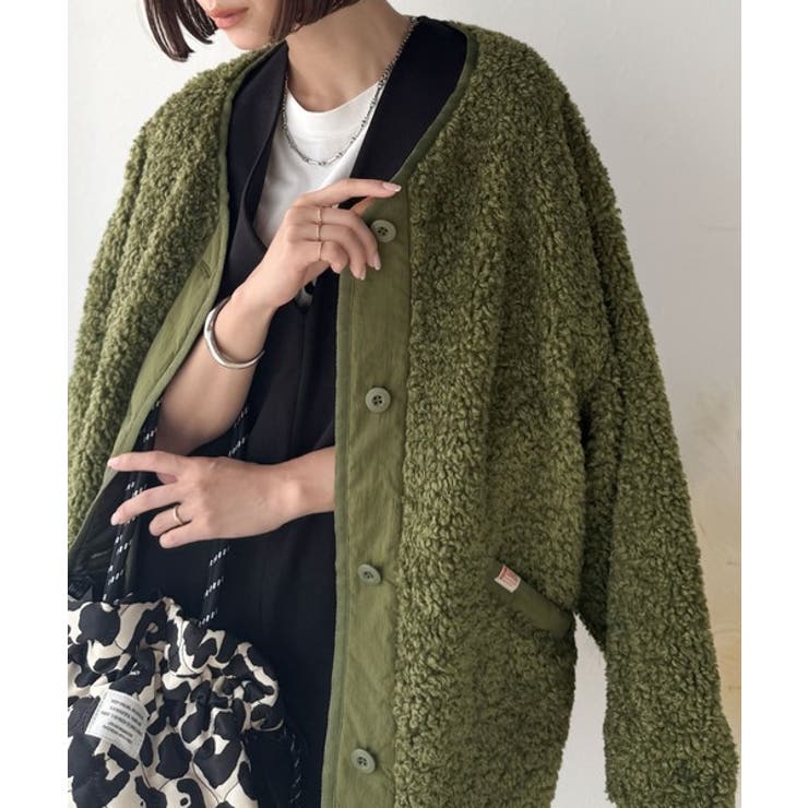 オーバーサイズがトレンド！異素材切り替え配色ボアジャケット♪ アウター | Classical Elf  | 詳細画像41 