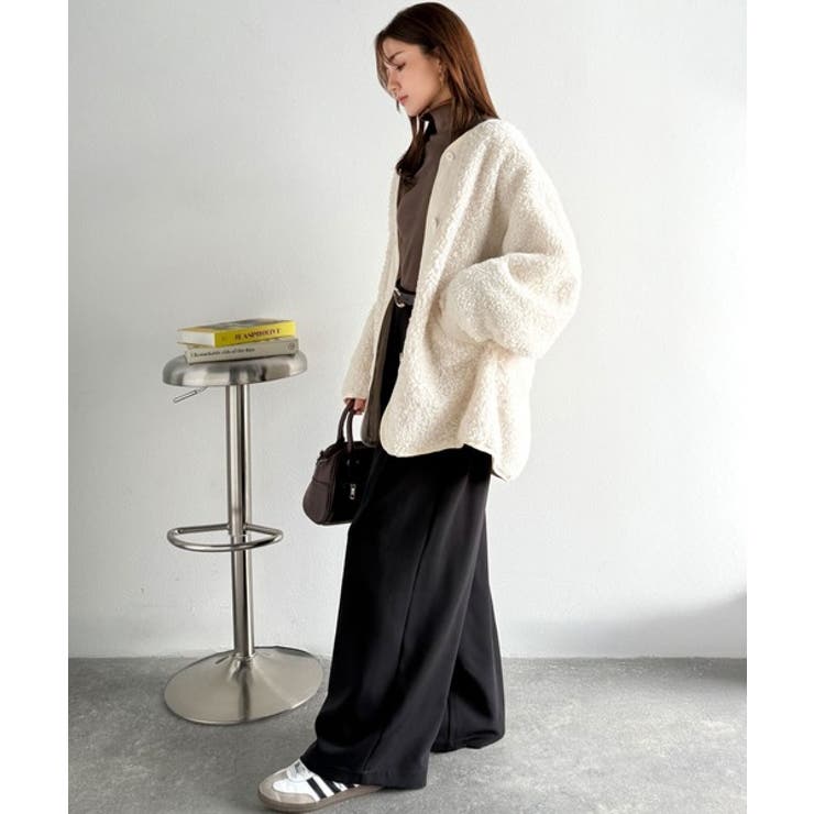 オーバーサイズがトレンド！異素材切り替え配色ボアジャケット♪ アウター | Classical Elf  | 詳細画像5 