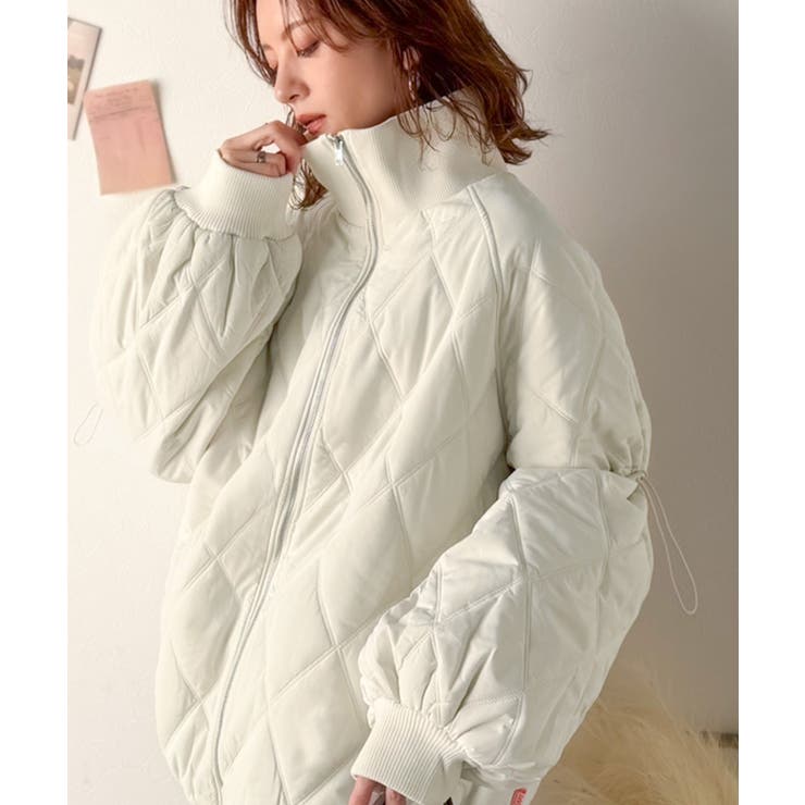 アイボリー | 《JaVaジャバコラボ》大人カジュアルの主役。ダブルキルティング袖ドロスト中綿ジ… | Classical Elf 