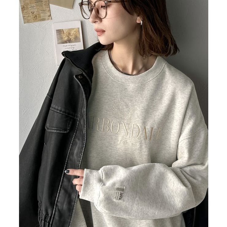 《JaVa ジャバコラボ》微配色刺繍の上品ロゴデザイン。刺繍カレッジロゴ裏起毛ス… | Classical Elf  | 詳細画像19 