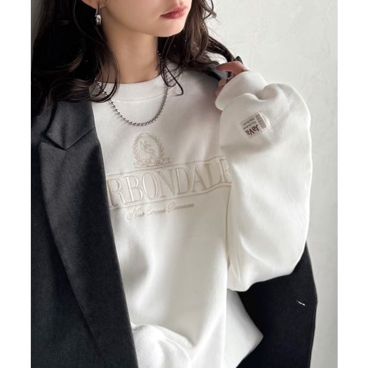 《JaVa ジャバコラボ》微配色刺繍の上品ロゴデザイン。刺繍カレッジロゴ裏起毛ス… | Classical Elf  | 詳細画像2 