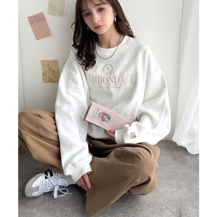 《JaVa ジャバコラボ》微配色刺繍の上品ロゴデザイン。刺繍カレッジロゴ裏起毛ス… | Classical Elf  | 詳細画像4 