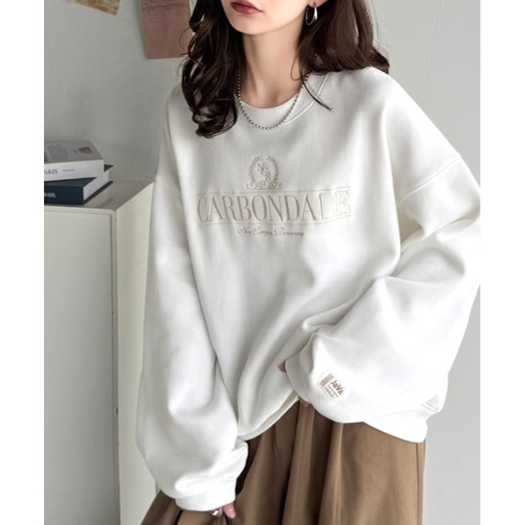 《JaVa ジャバコラボ》微配色刺繍の上品ロゴデザイン。刺繍カレッジロゴ裏起毛ス… | Classical Elf  | 詳細画像5 