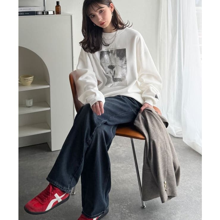 さりげない光沢感が目を惹く♪かすれボックス箔プリント裏起毛スウェット | Classical Elf  | 詳細画像8 