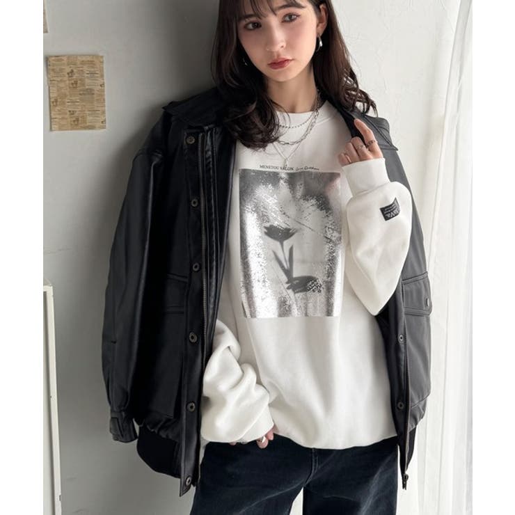 さりげない光沢感が目を惹く♪かすれボックス箔プリント裏起毛スウェット | Classical Elf  | 詳細画像9 