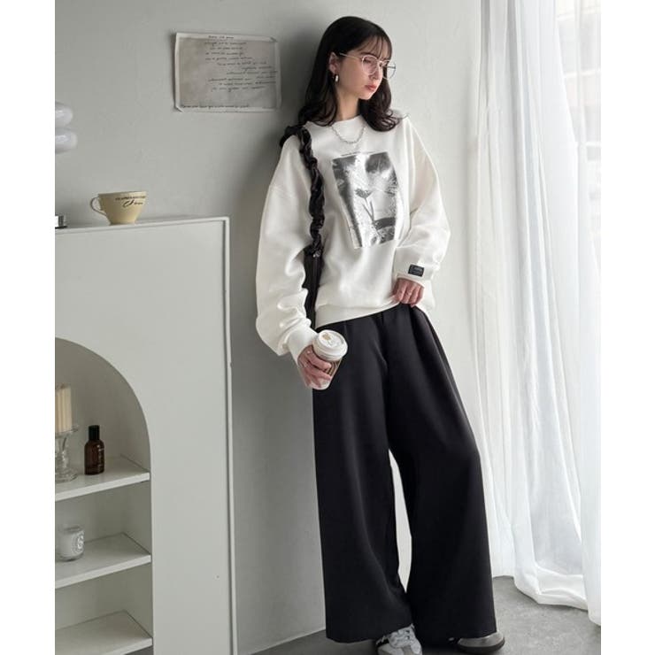 さりげない光沢感が目を惹く♪かすれボックス箔プリント裏起毛スウェット | Classical Elf  | 詳細画像10 