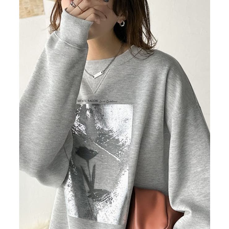 さりげない光沢感が目を惹く♪かすれボックス箔プリント裏起毛スウェット | Classical Elf  | 詳細画像15 