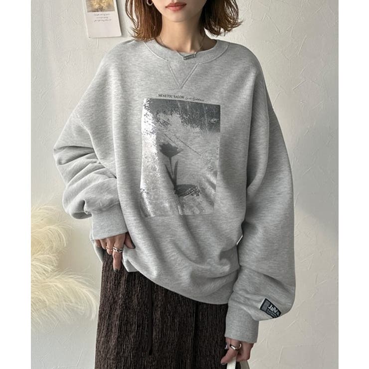 さりげない光沢感が目を惹く♪かすれボックス箔プリント裏起毛スウェット | Classical Elf  | 詳細画像16 