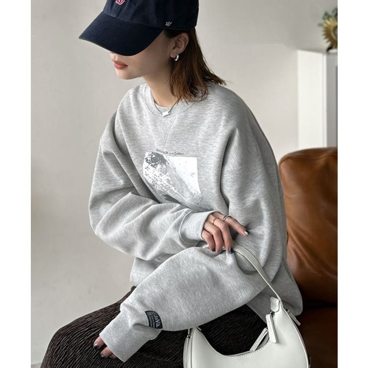 さりげない光沢感が目を惹く♪かすれボックス箔プリント裏起毛スウェット | Classical Elf  | 詳細画像17 