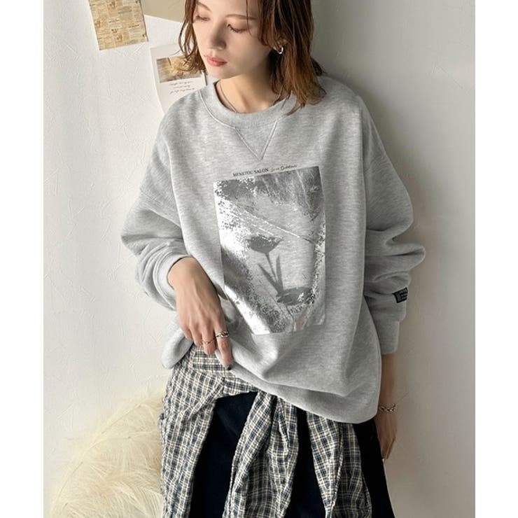 さりげない光沢感が目を惹く♪かすれボックス箔プリント裏起毛スウェット | Classical Elf  | 詳細画像20 