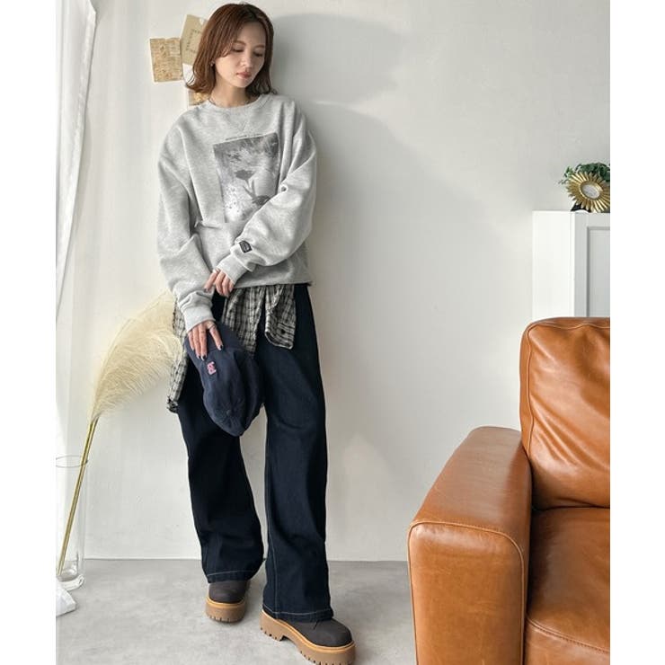 さりげない光沢感が目を惹く♪かすれボックス箔プリント裏起毛スウェット | Classical Elf  | 詳細画像23 