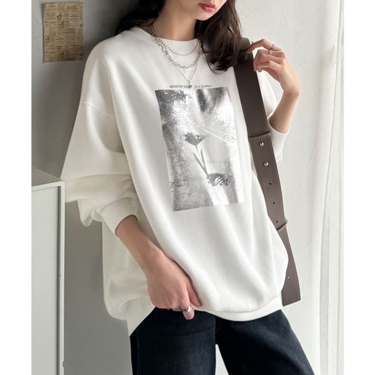 さりげない光沢感が目を惹く♪かすれボックス箔プリント裏起毛スウェット | Classical Elf  | 詳細画像4 